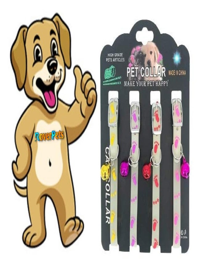 RoverPets Reflective Adjustable Collar with Bell | Adjustable Safety Collar for Kittens, Cats & Small Pets | Breakaway Buckle Design (Pack of 4, Color May Vary) - Image 1
